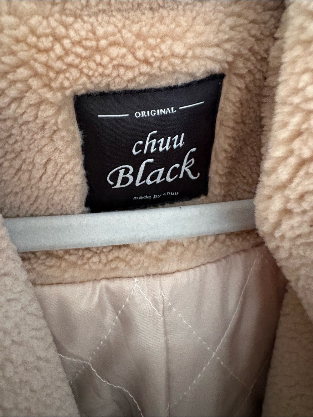 Black Label Beige Faux-Sherpa Hooded Teddy Coat - Picture 2 of 2